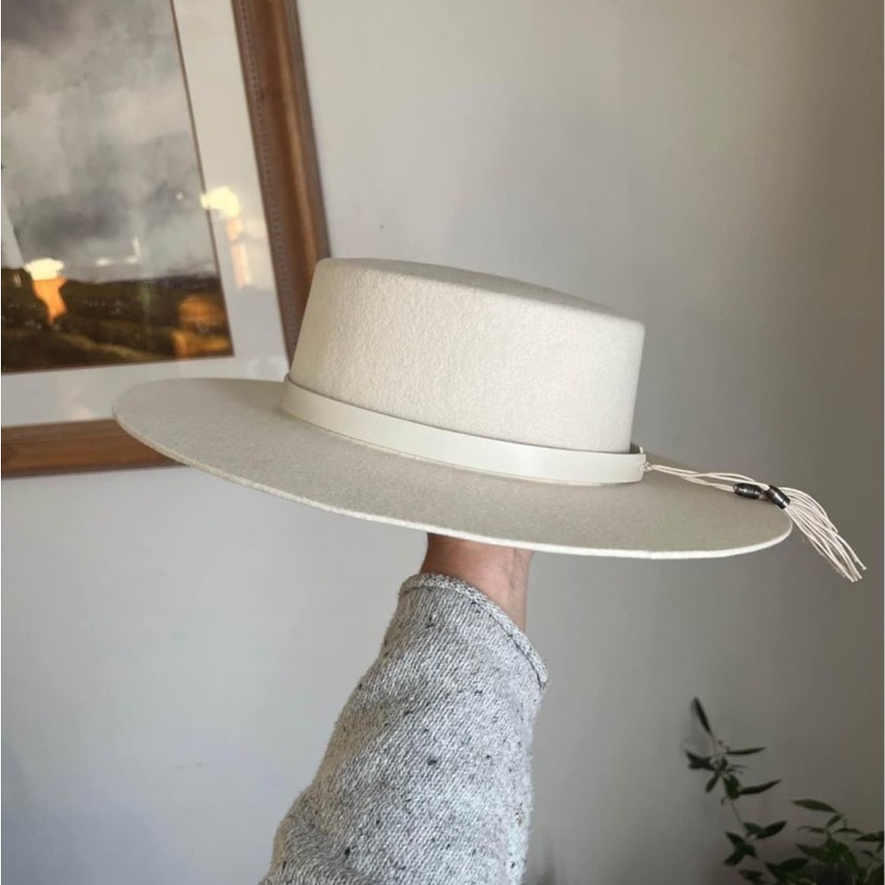 GiGi Pip Dahlia Boater Hat With Leather Tassle